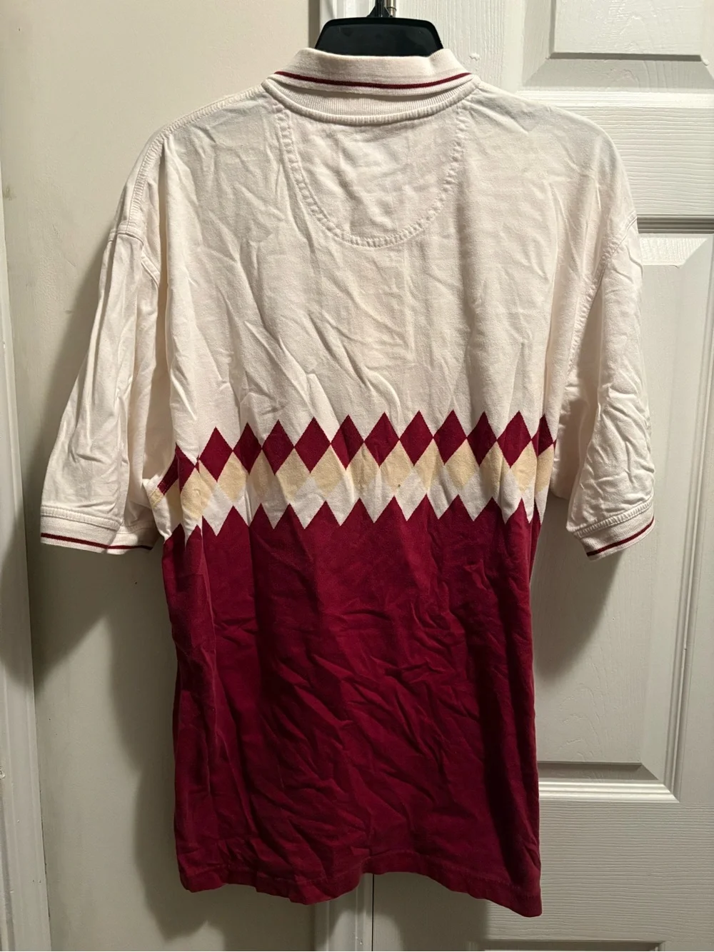 Florida State Seminoles stitched patch Vintage Men size Large White Polo Shirt